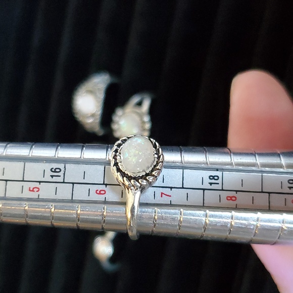 Set of 9 fire opal moon stone mixed fashion ring - Picture 4 of 10